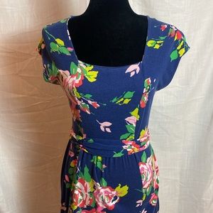 Land’s End Dark Floral Blue Dress